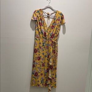 Xhilaration Yellow Floral Midi Dress
